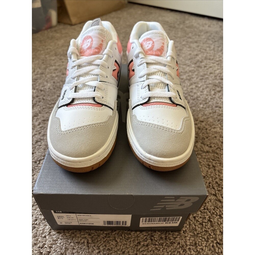 New Balance 550 White Pink GSB550SK GS Size 6.5Y Youth Brighton Grey Omega Pink